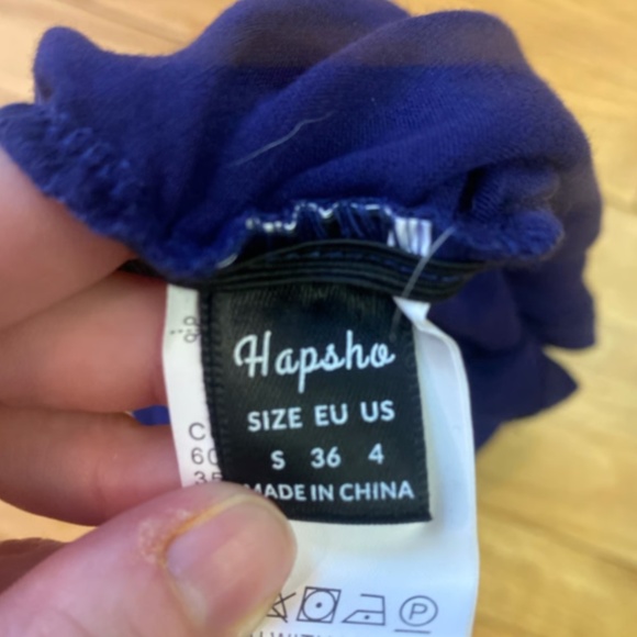 Navy one shoulder Cross Arm dress - Picture 2 of 2